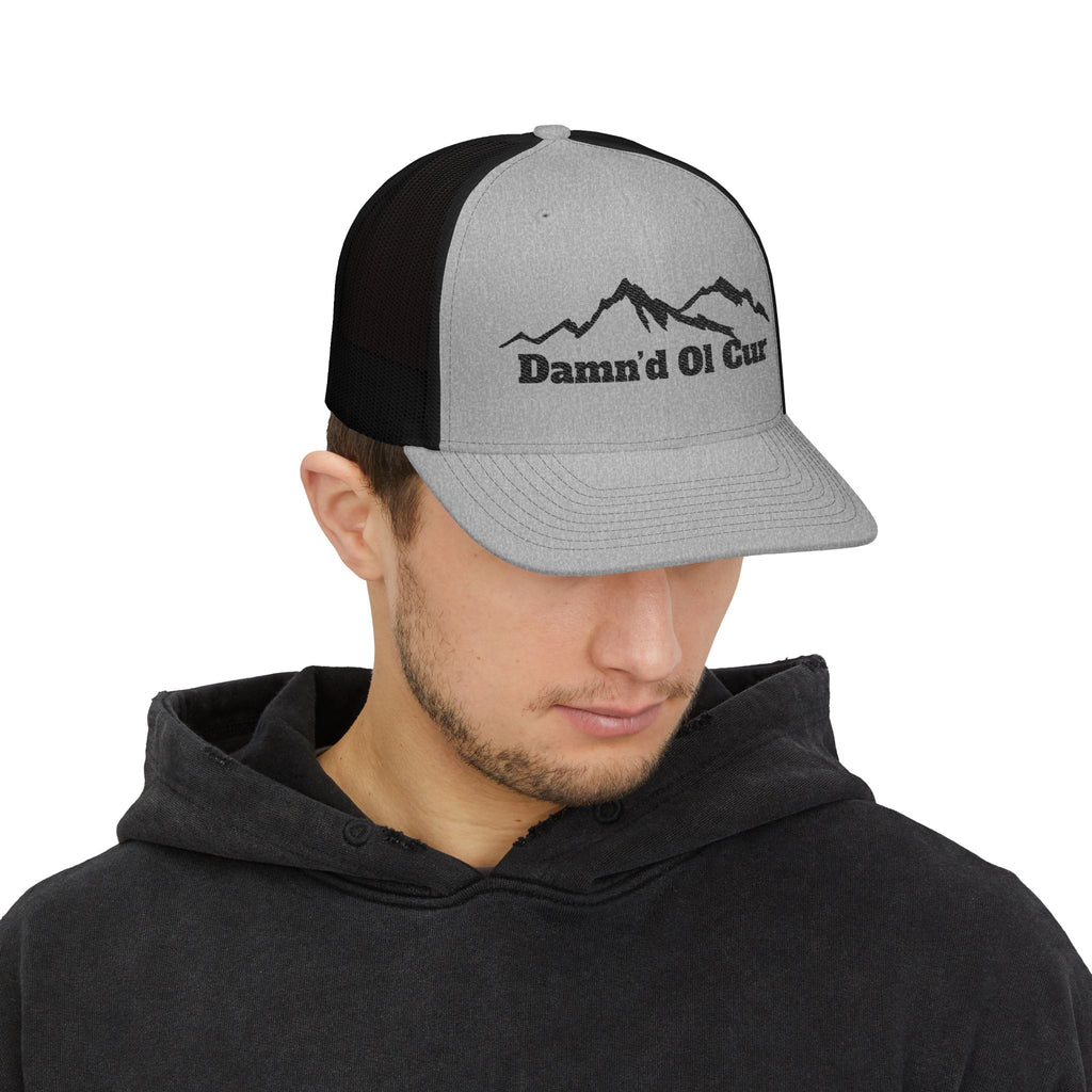 Damn'd Ol Cur Trucker Cap -Mountain Snapback Hat