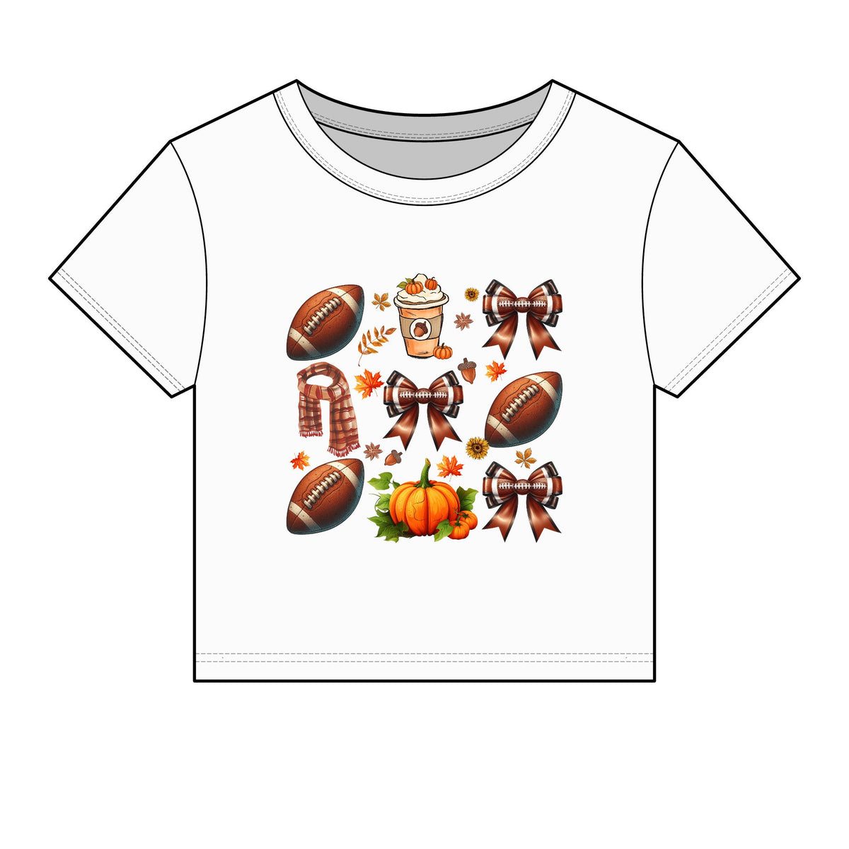 Fall Football Icons Baby Tee — Pumpkins, Bows & Game Day Graphics