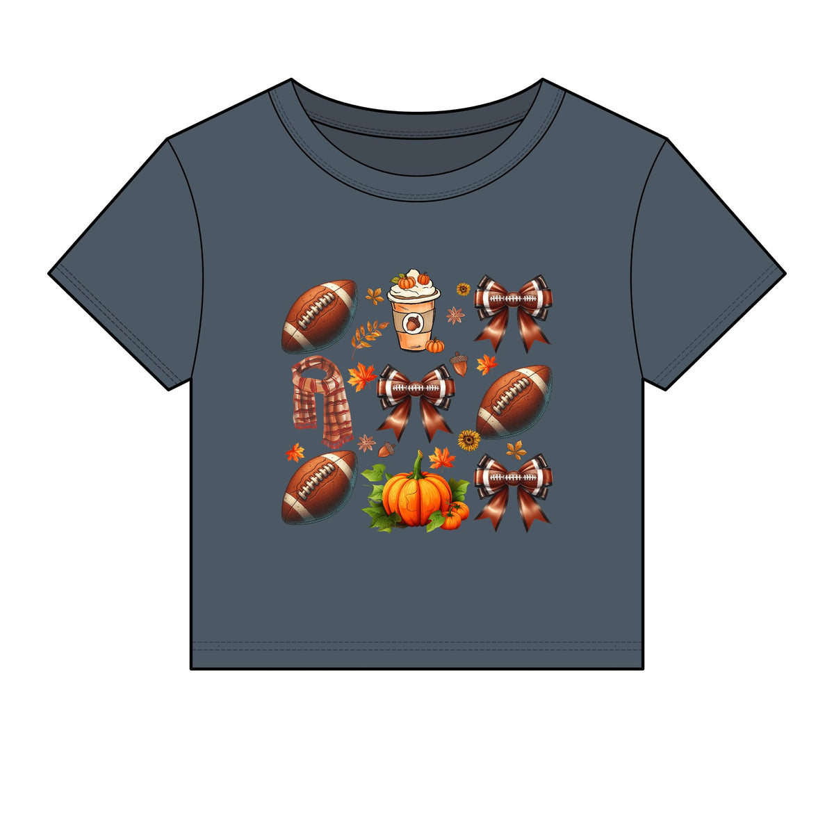 Fall Football Icons Baby Tee — Pumpkins, Bows & Game Day Graphics