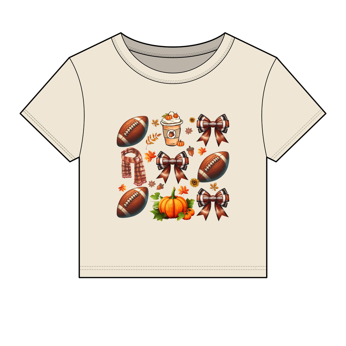 Fall Football Icons Baby Tee — Pumpkins, Bows & Game Day Graphics
