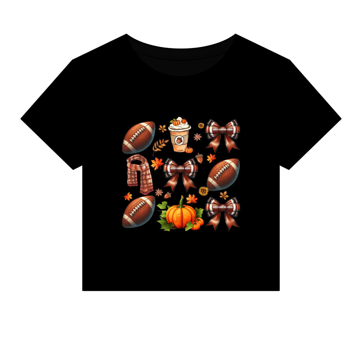Fall Football Icons Baby Tee — Pumpkins, Bows & Game Day Graphics