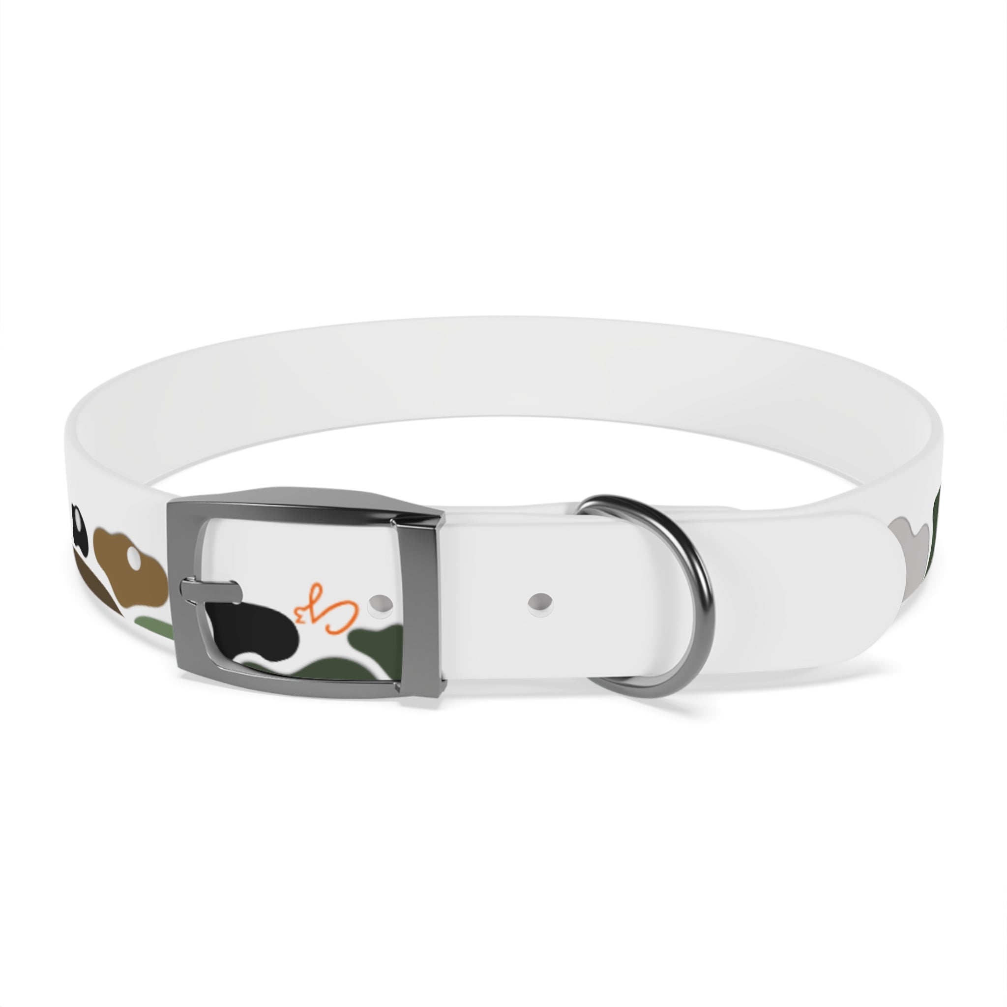 Camo Spots Dog Collar — Durable White Camouflage Pattern for Everyday Wear