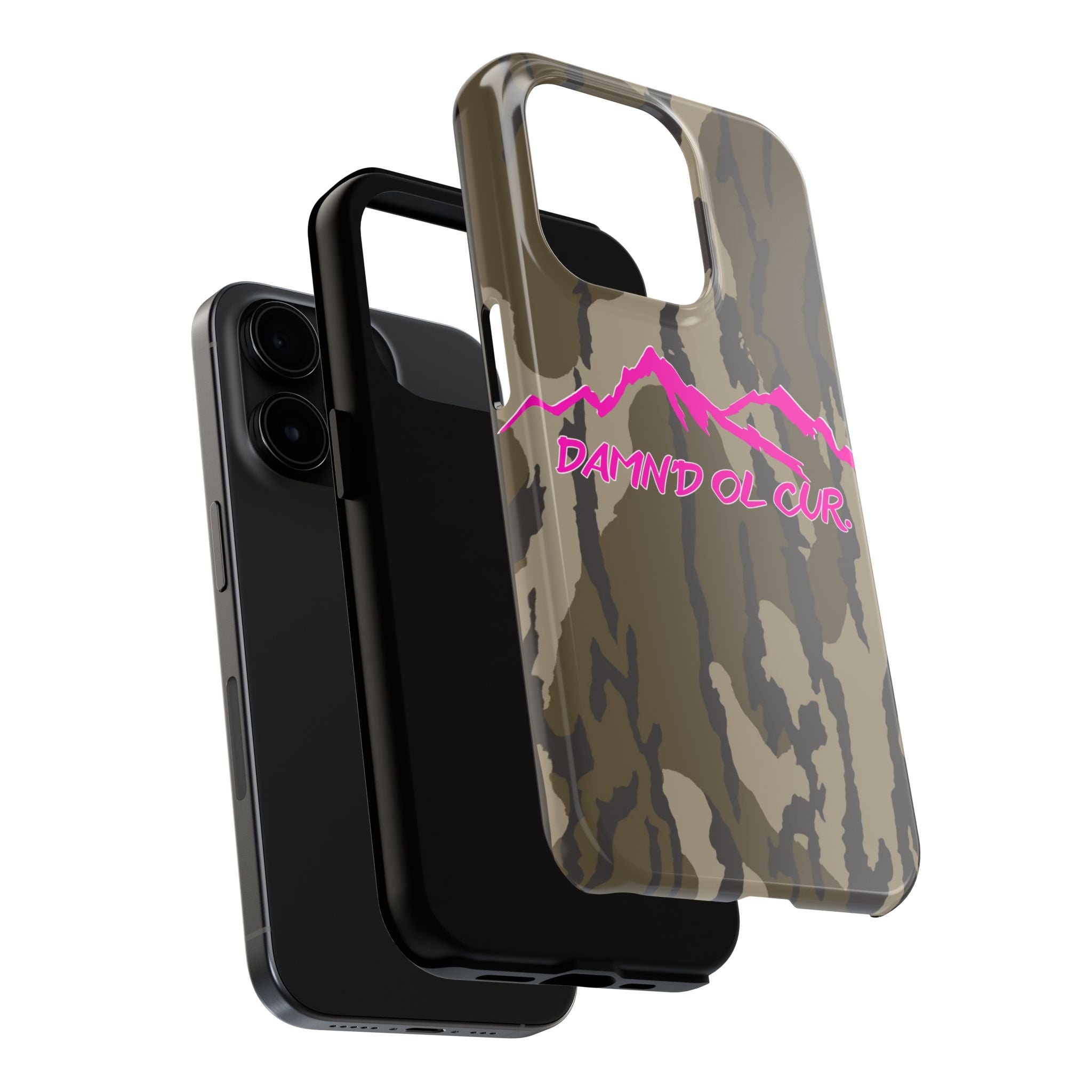 Camo 'Damnd Ol Cur' Tough Phone Case — Pink Mountain Protective Cover