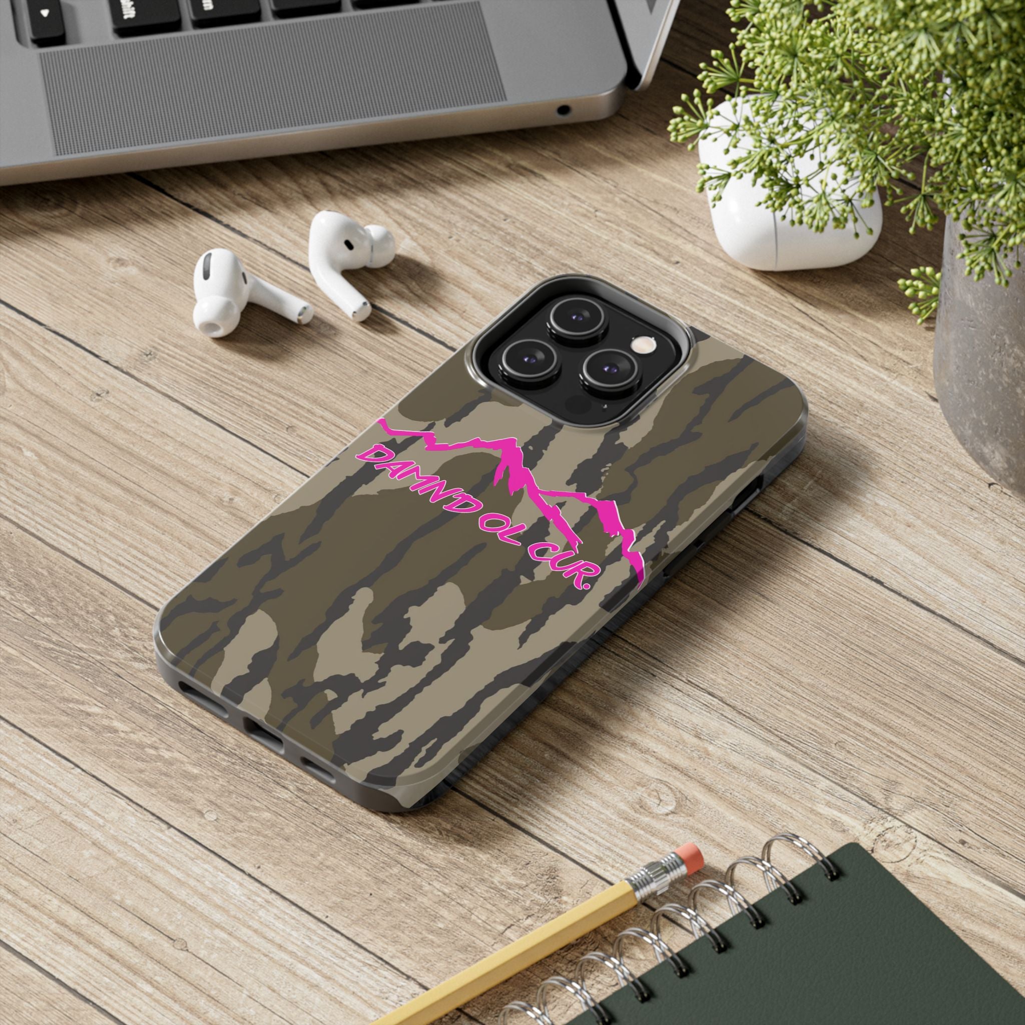 Camo 'Damnd Ol Cur' Tough Phone Case — Pink Mountain Protective Cover