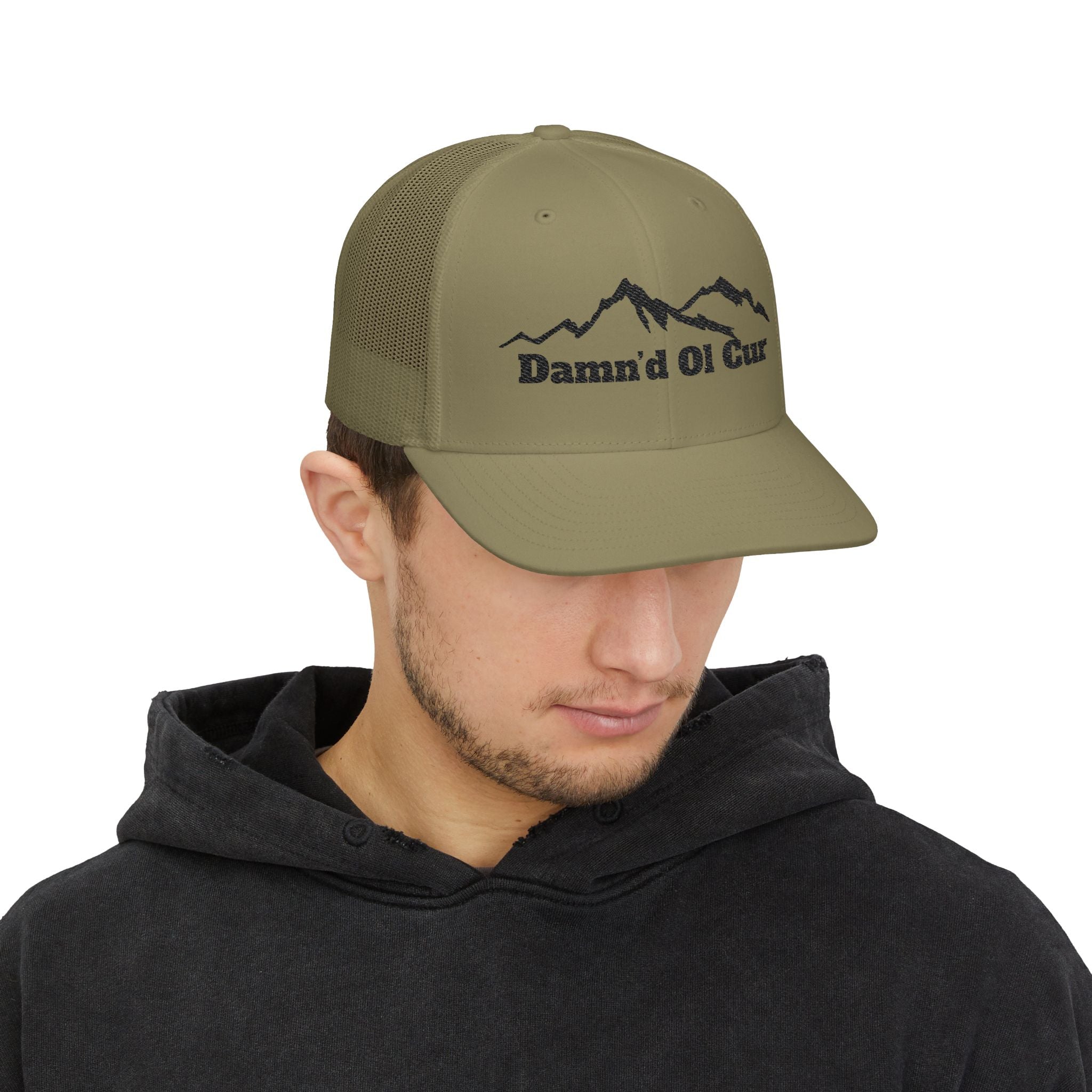 Damn'd Ol Cur Trucker Cap -Mountain Snapback Hat