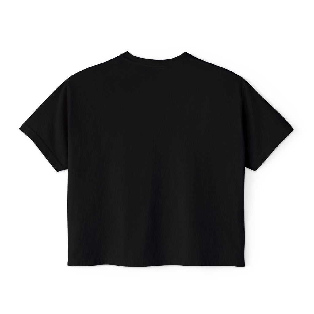 Camo Bow Women's Boxy Tee — Trendy Camouflage Bow Graphic Crop T-Shirt