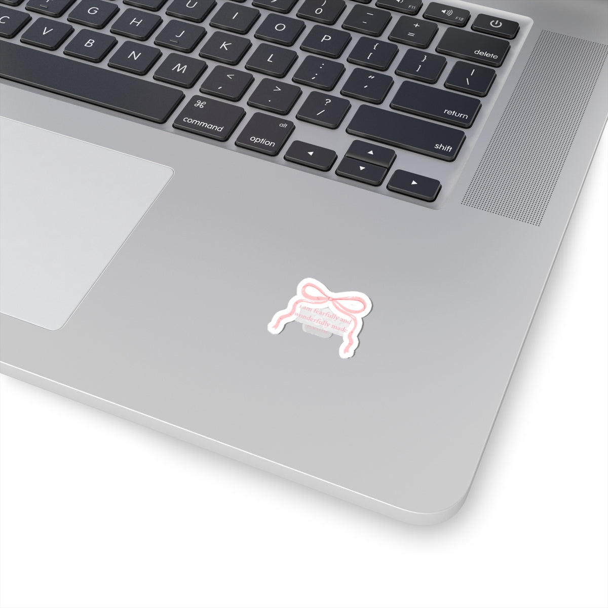 Faith-Based Pink Bow Sticker — "I Am Fearfully and Wonderfully Made" Kiss-Cut