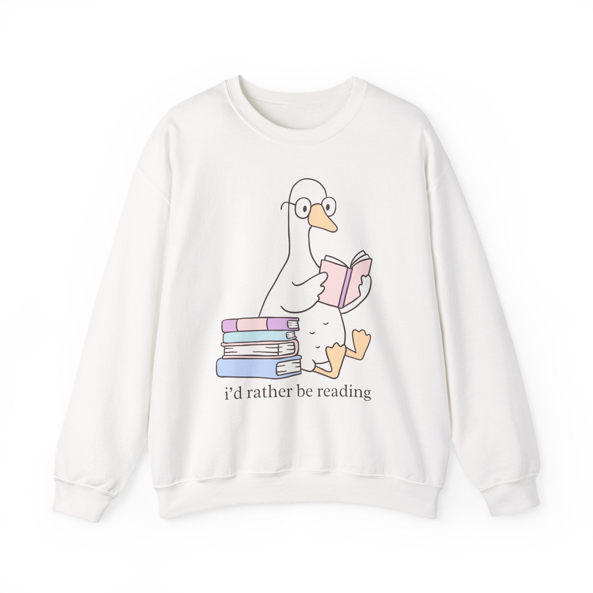 Reading Goose Crewneck Sweatshirt — "I'd Rather Be Reading" Cozy Book Lover Sweatshirt