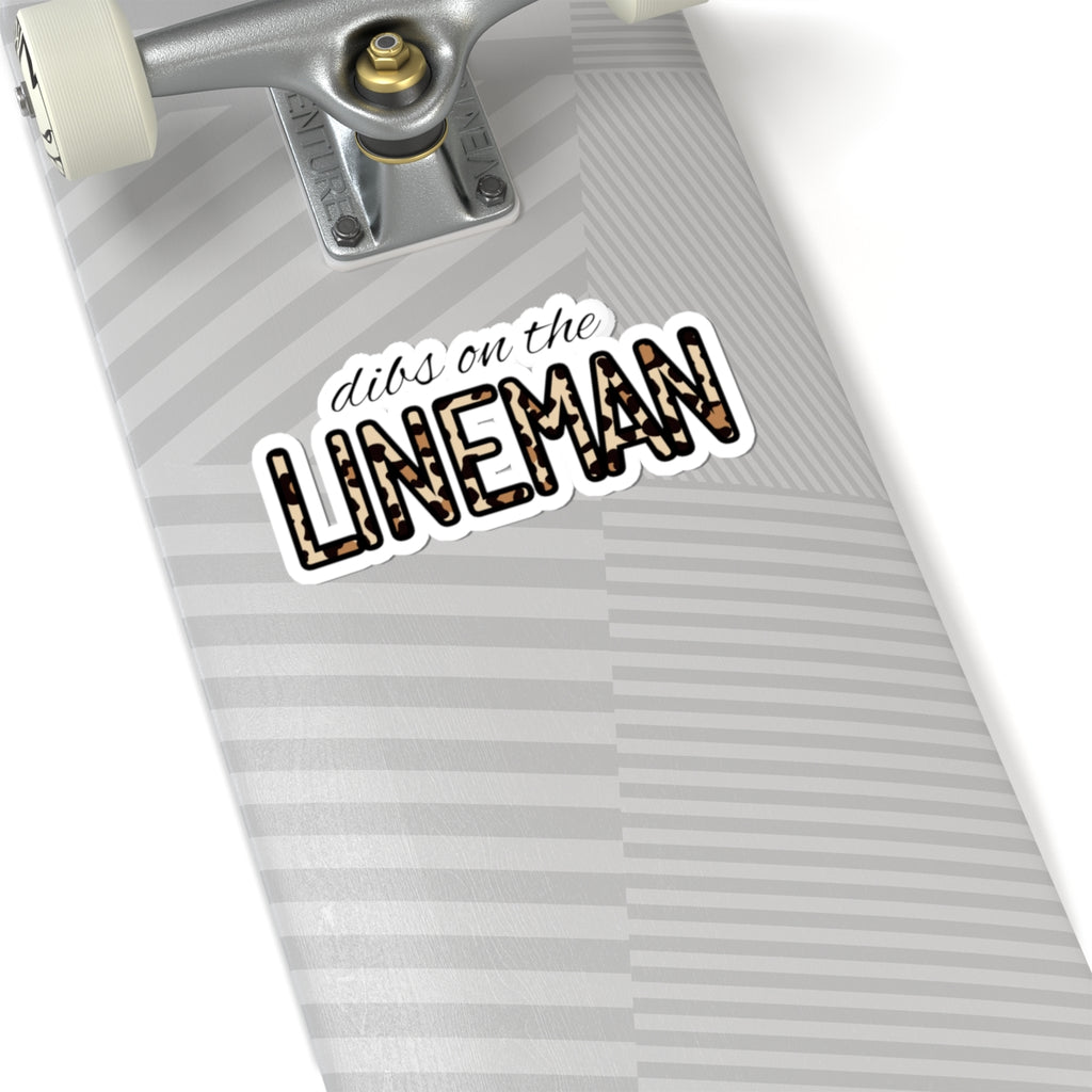 "Dibs on the Lineman" Leopard Print Kiss-Cut Sticker