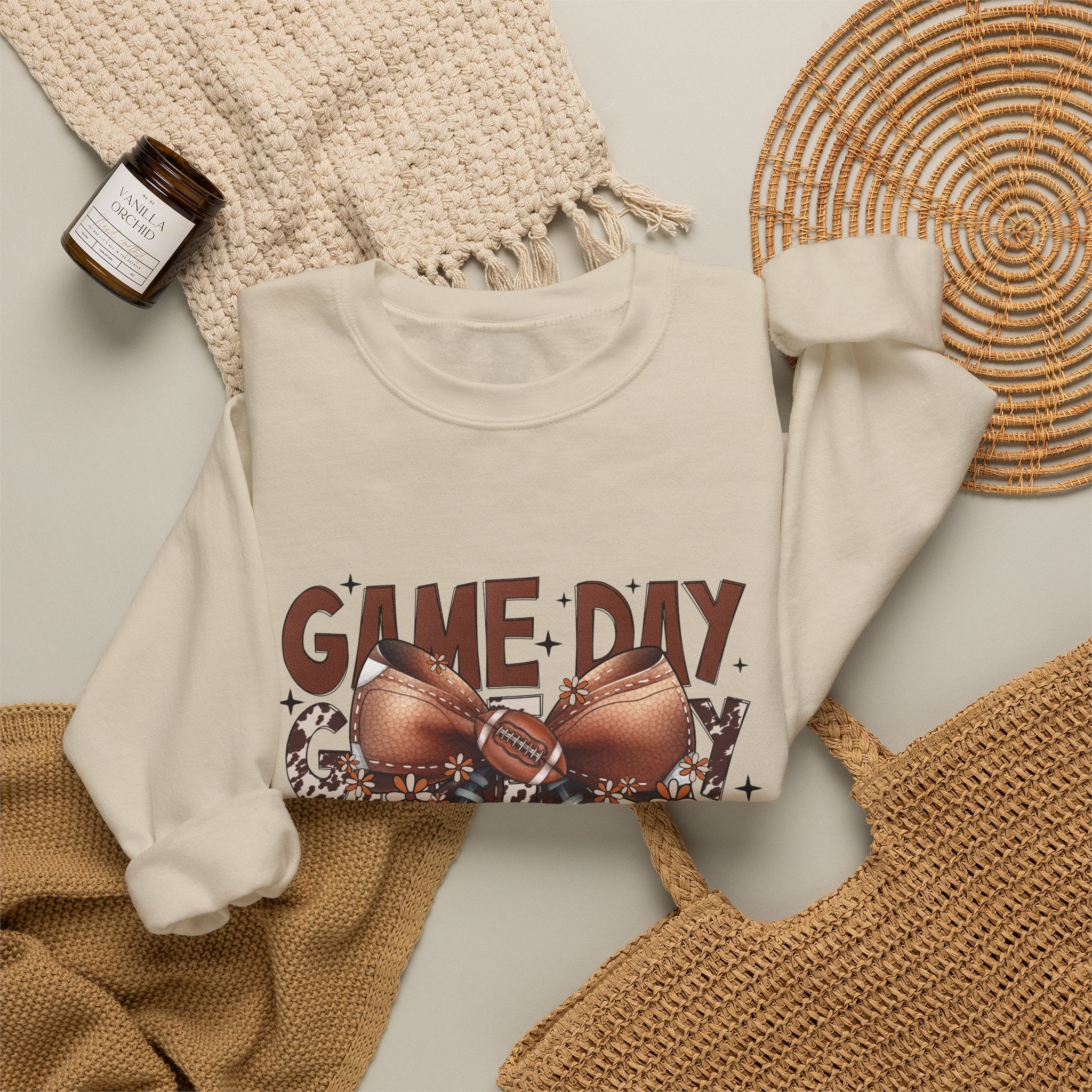 Game Day Football Bow Crewneck Sweatshirt
