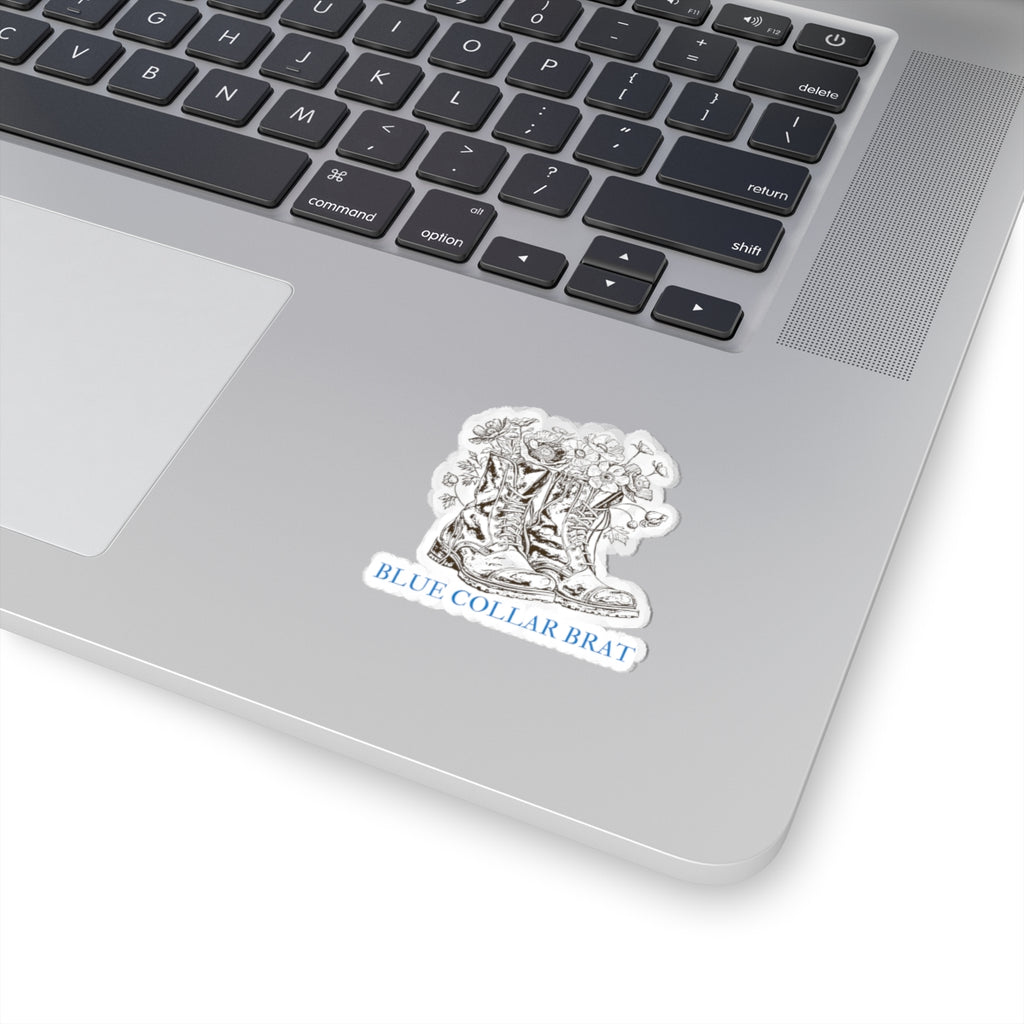 Blue Collar Brat Boot Sticker — Floral Work Boot Kiss-Cut Sticker