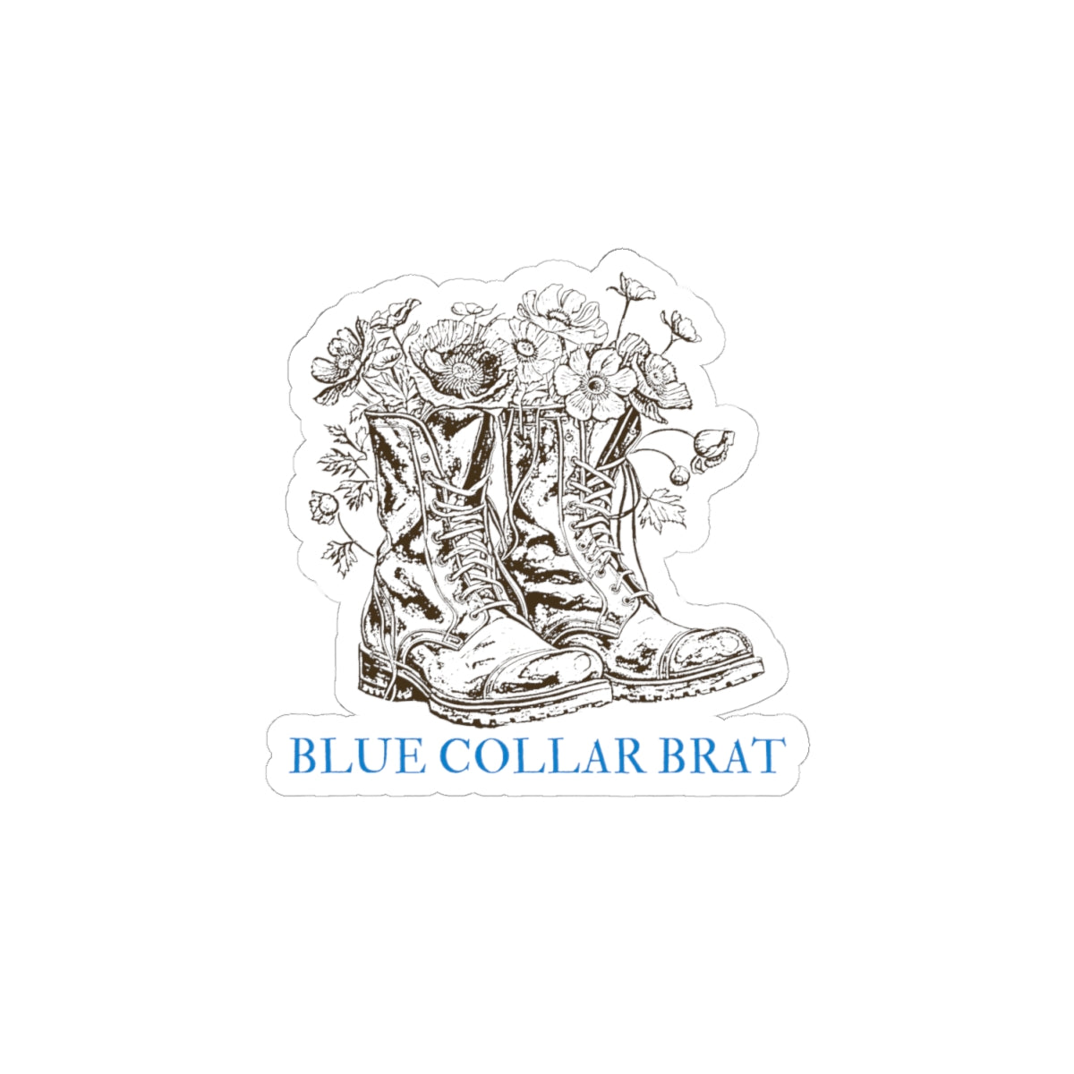 Blue Collar Brat Boot Sticker — Floral Work Boot Kiss-Cut Sticker
