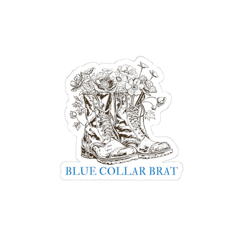 Blue Collar Brat Boot Sticker — Floral Work Boot Kiss-Cut Sticker