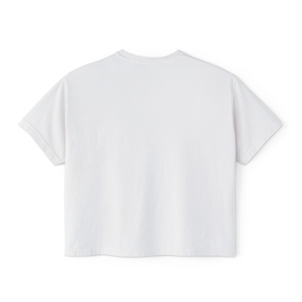 Camo Bow Women's Boxy Tee — Trendy Camouflage Bow Graphic Crop T-Shirt