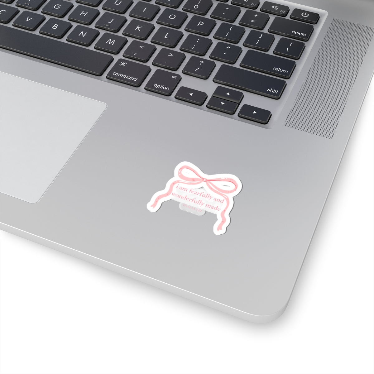 Faith-Based Pink Bow Sticker — "I Am Fearfully and Wonderfully Made" Kiss-Cut