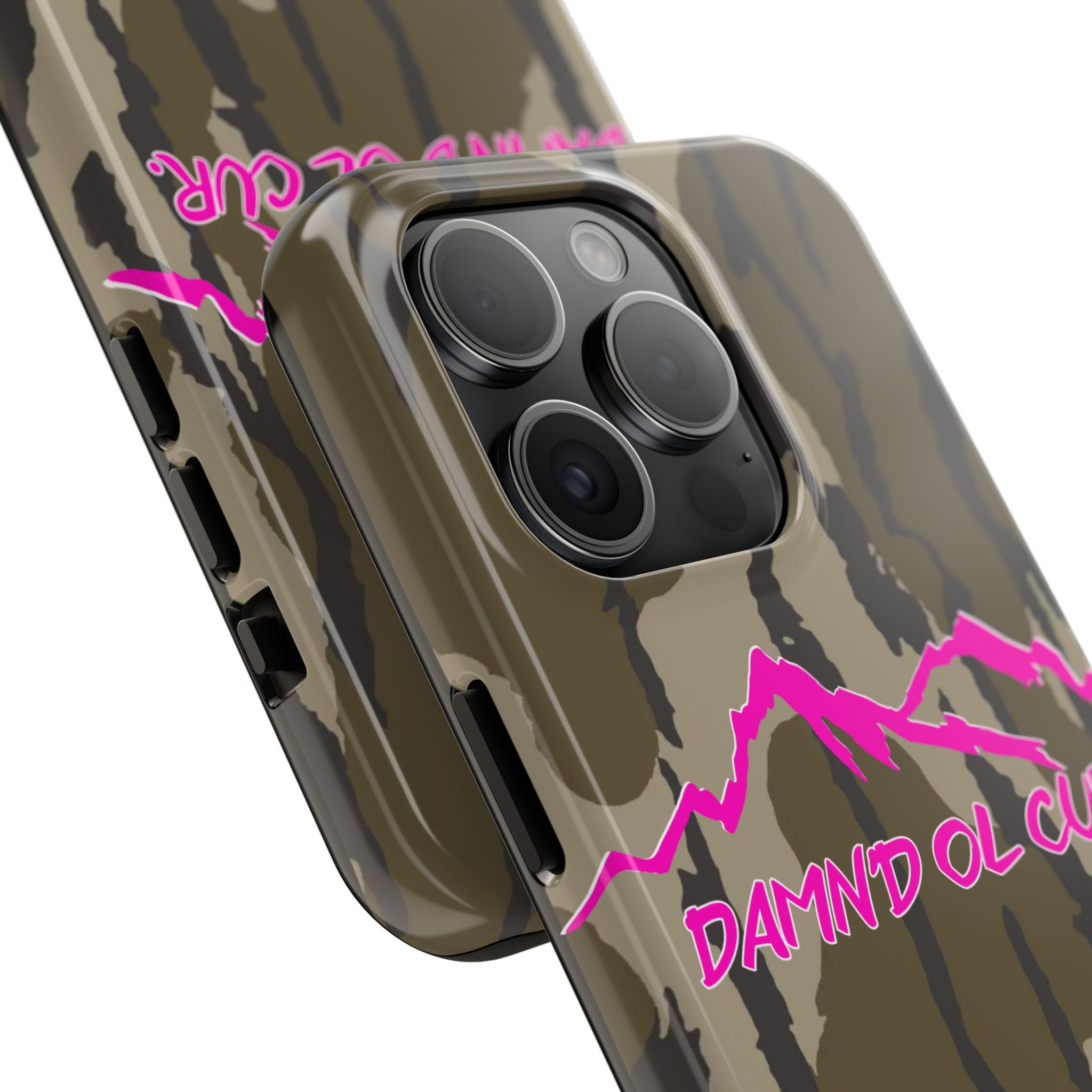 Camo 'Damnd Ol Cur' Tough Phone Case — Pink Mountain Protective Cover