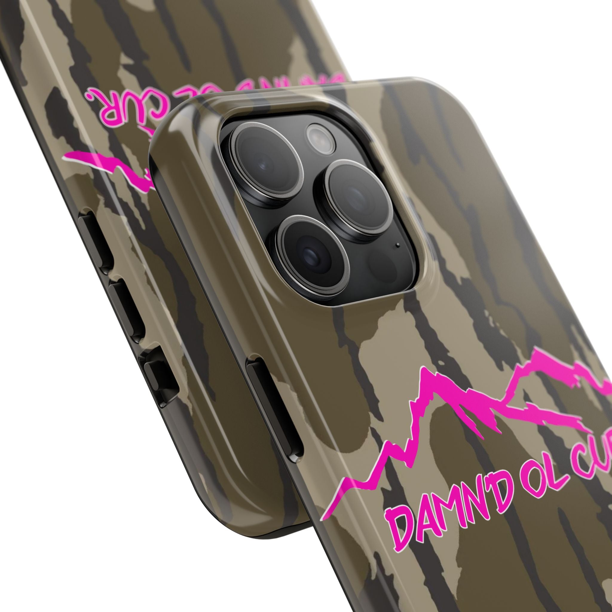 Camo 'Damnd Ol Cur' Tough Phone Case — Pink Mountain Protective Cover