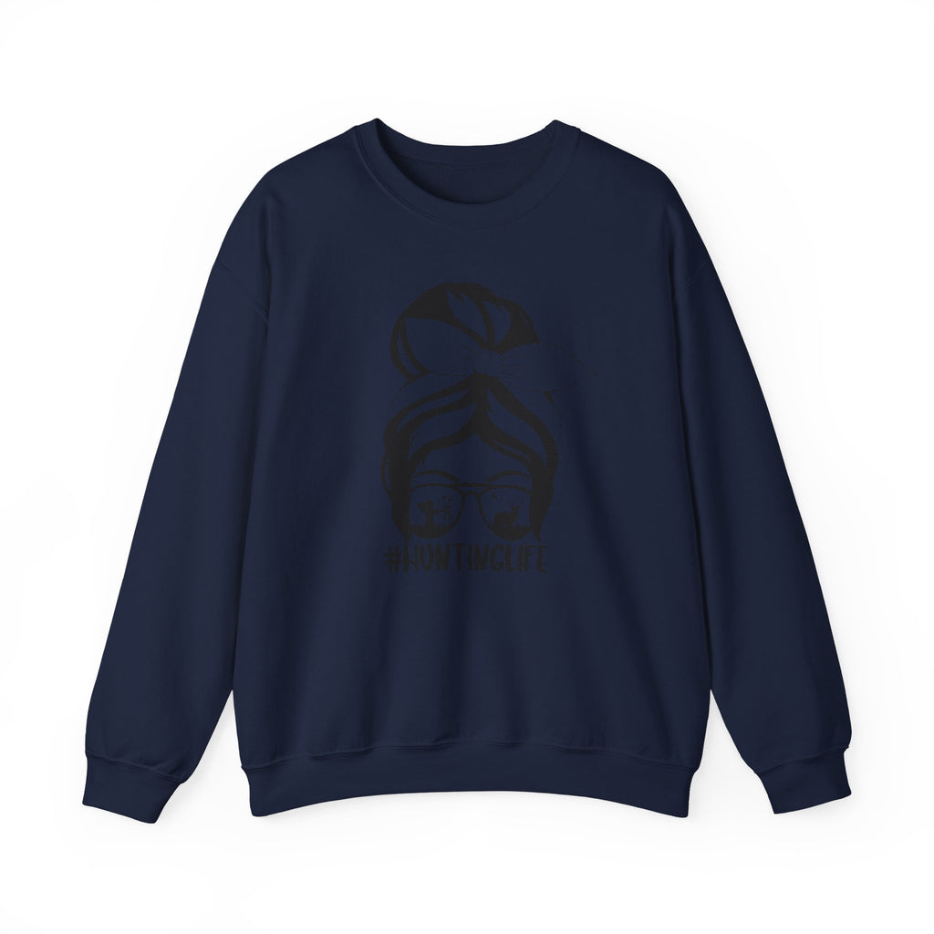 Hunting Life Graphic Sweatshirt – Messy Bun Bandana Ladies Crewneck
