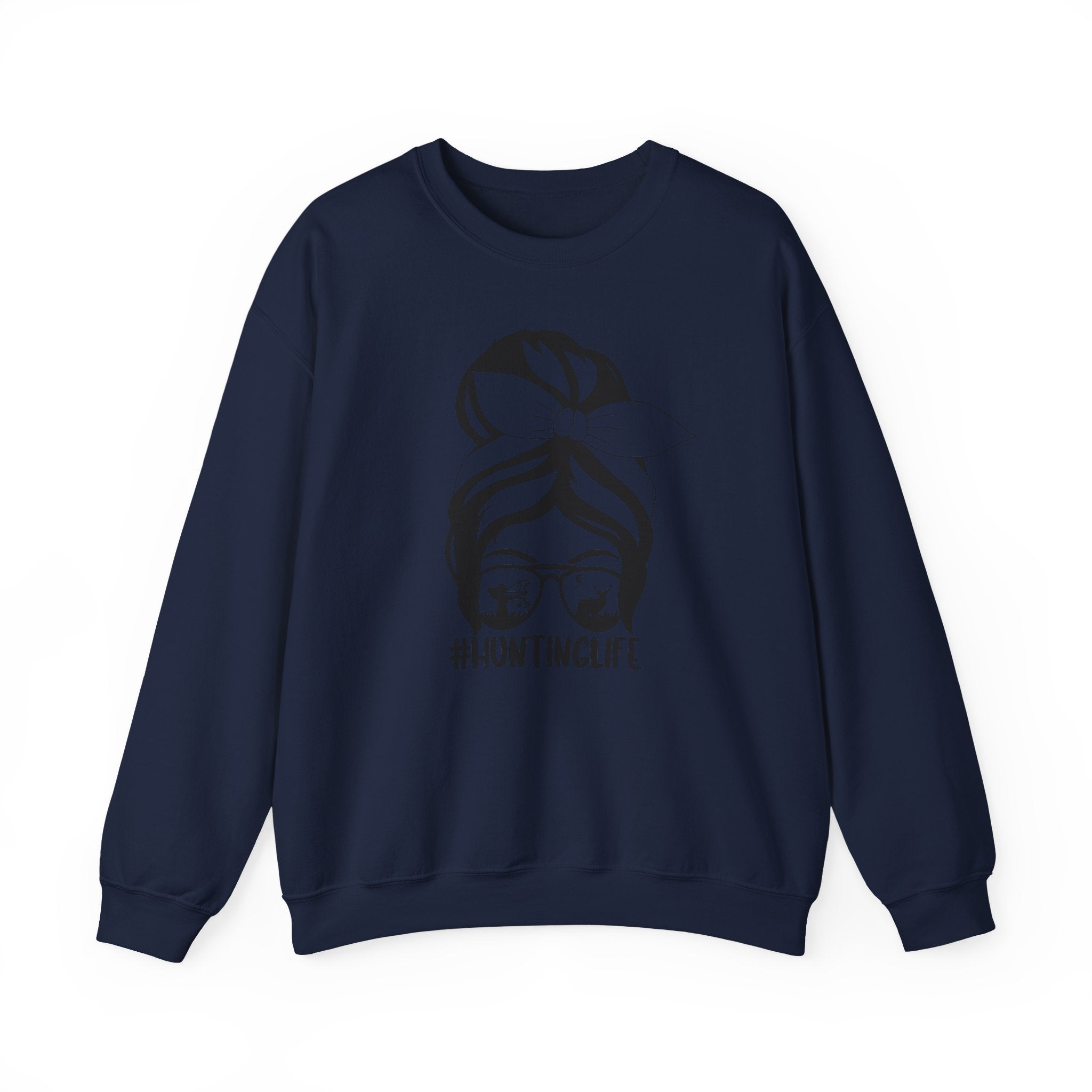 Hunting Life Graphic Sweatshirt – Messy Bun Bandana Ladies Crewneck