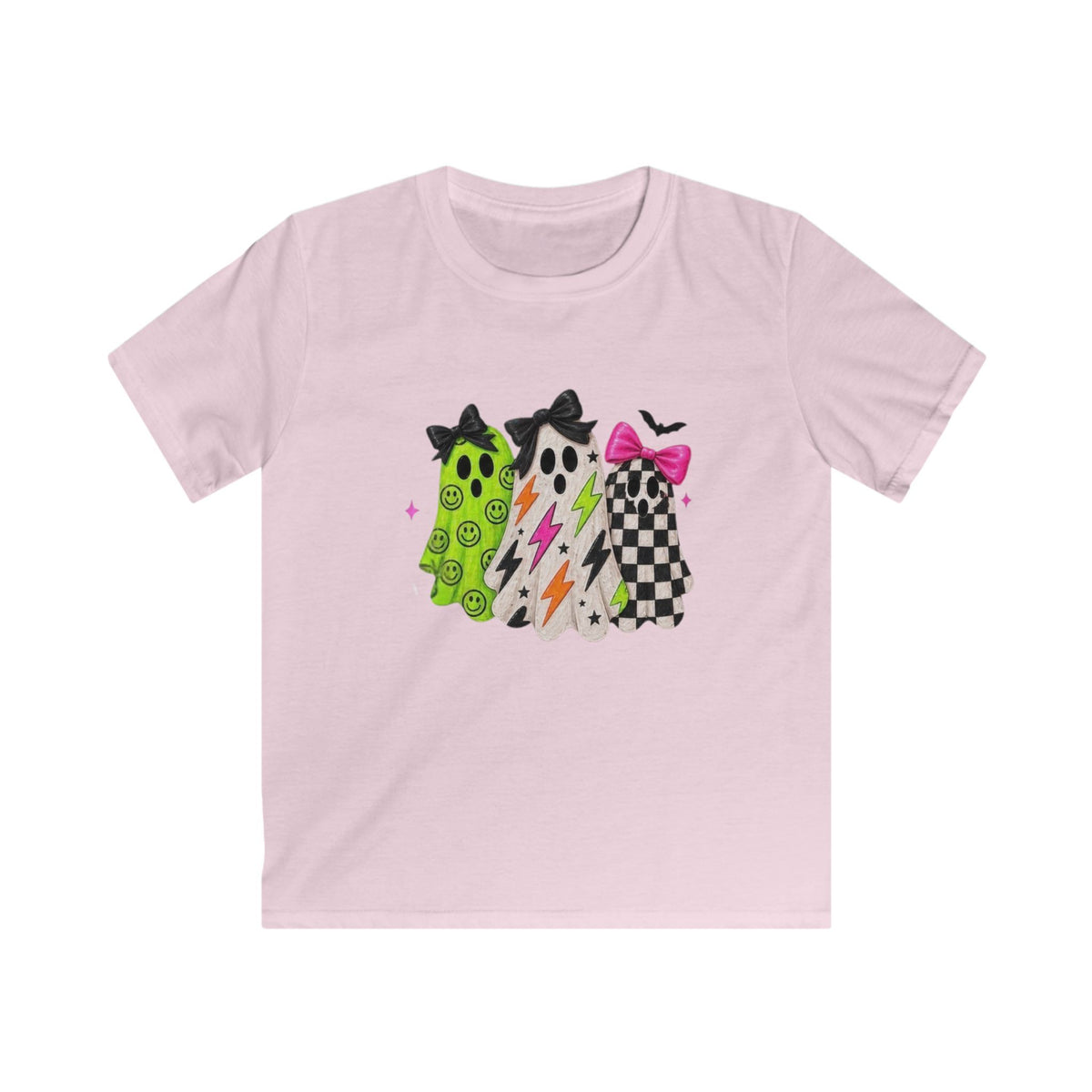 Kids Halloween Ghost Trio T-Shirt — Cute Spooky Costume Tee for Girls