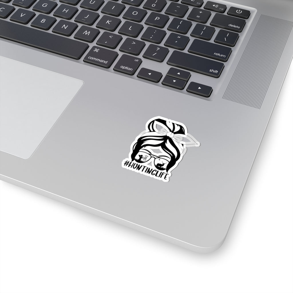 Hunting Life Kiss-Cut Sticker — Mom Bun Sunglasses Deer & Turkey Decal