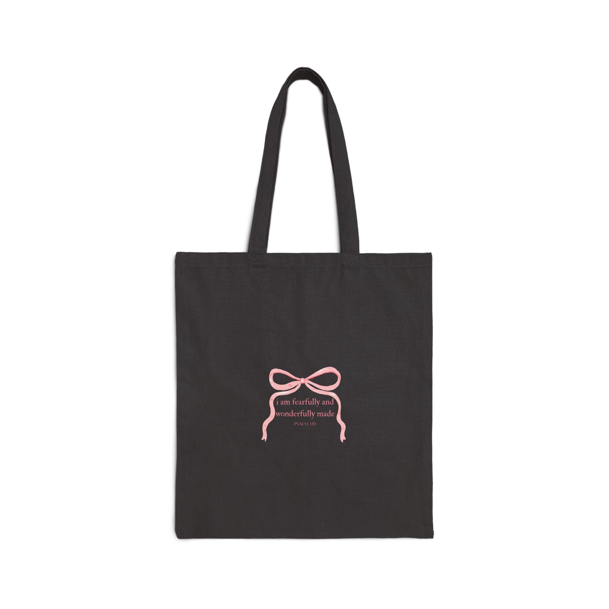 Canvas Tote Bag — Minimal Pink Ribbon Illustration, Everyday Eco Shopper