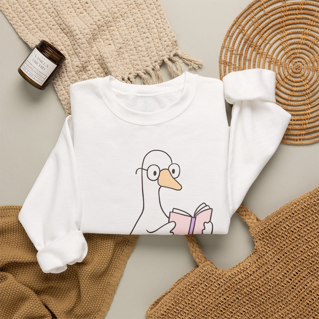 Reading Goose Sweatshirt — "I'd Rather Be Reading" Cozy Book Lover Crewneck