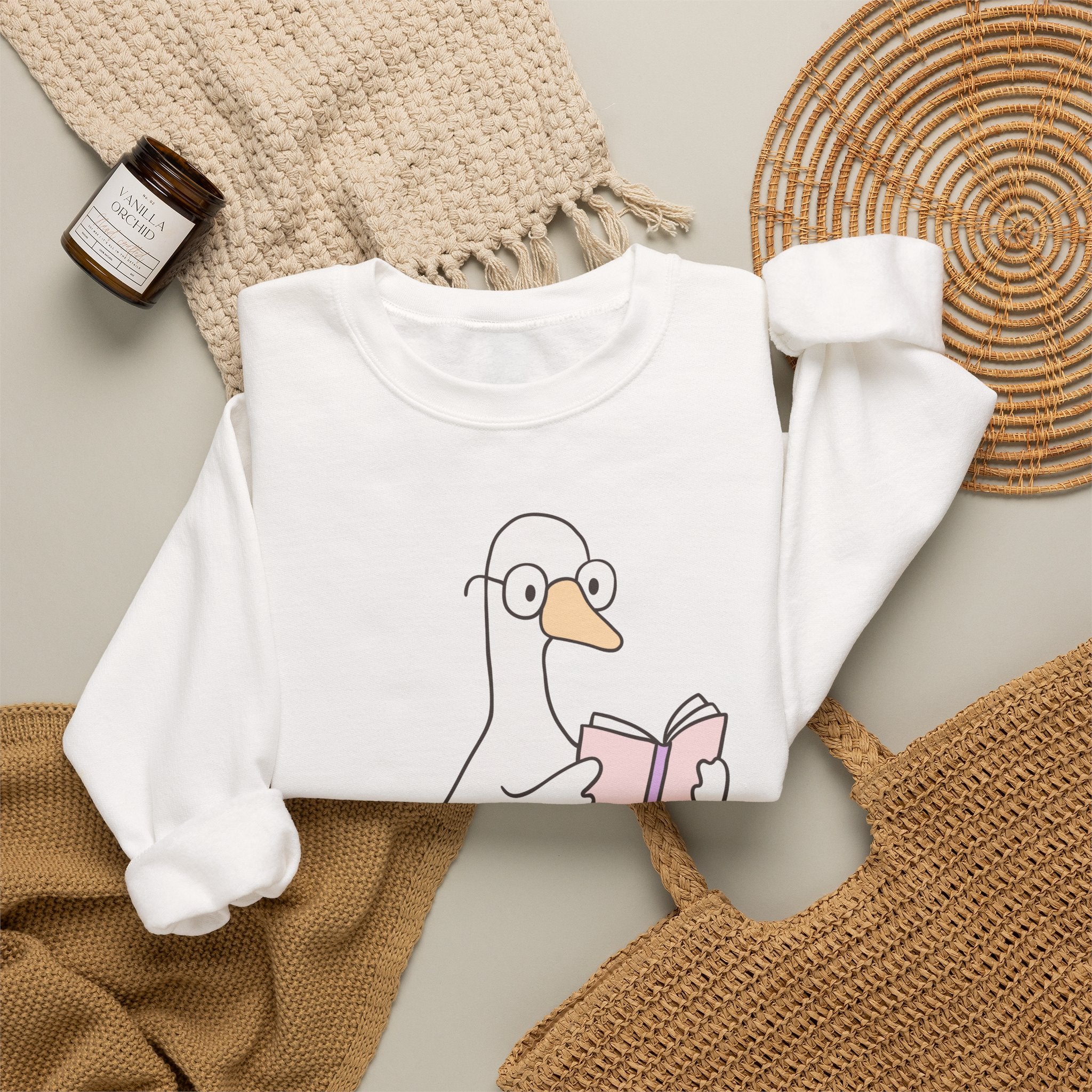 Reading Goose Sweatshirt — "I'd Rather Be Reading" Cozy Book Lover Crewneck