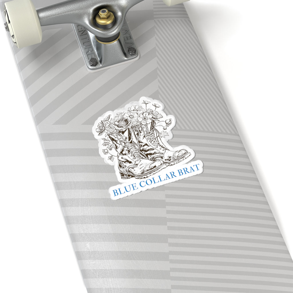 Blue Collar Brat Boot Sticker — Floral Work Boot Kiss-Cut Sticker