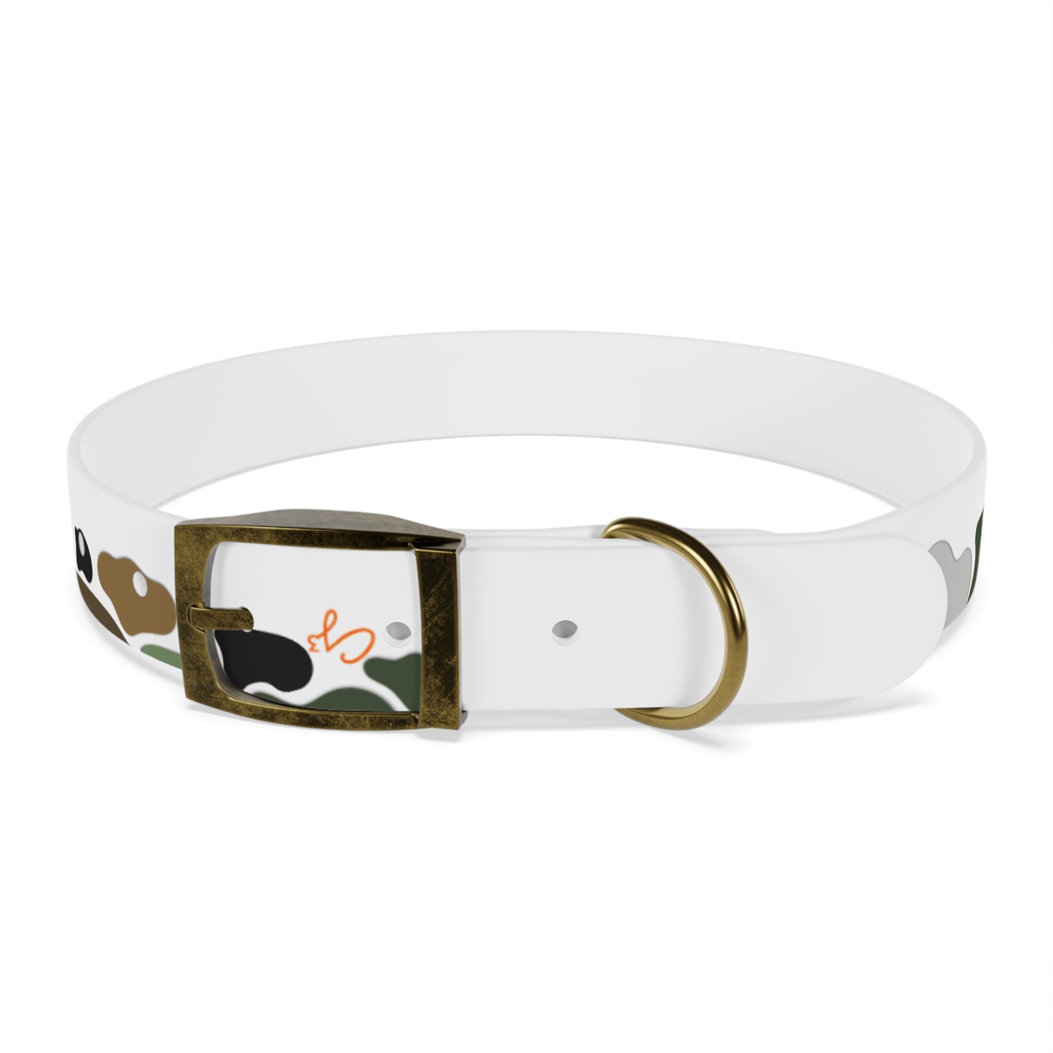 Camo Spots Dog Collar — Durable White Camouflage Pattern for Everyday Wear