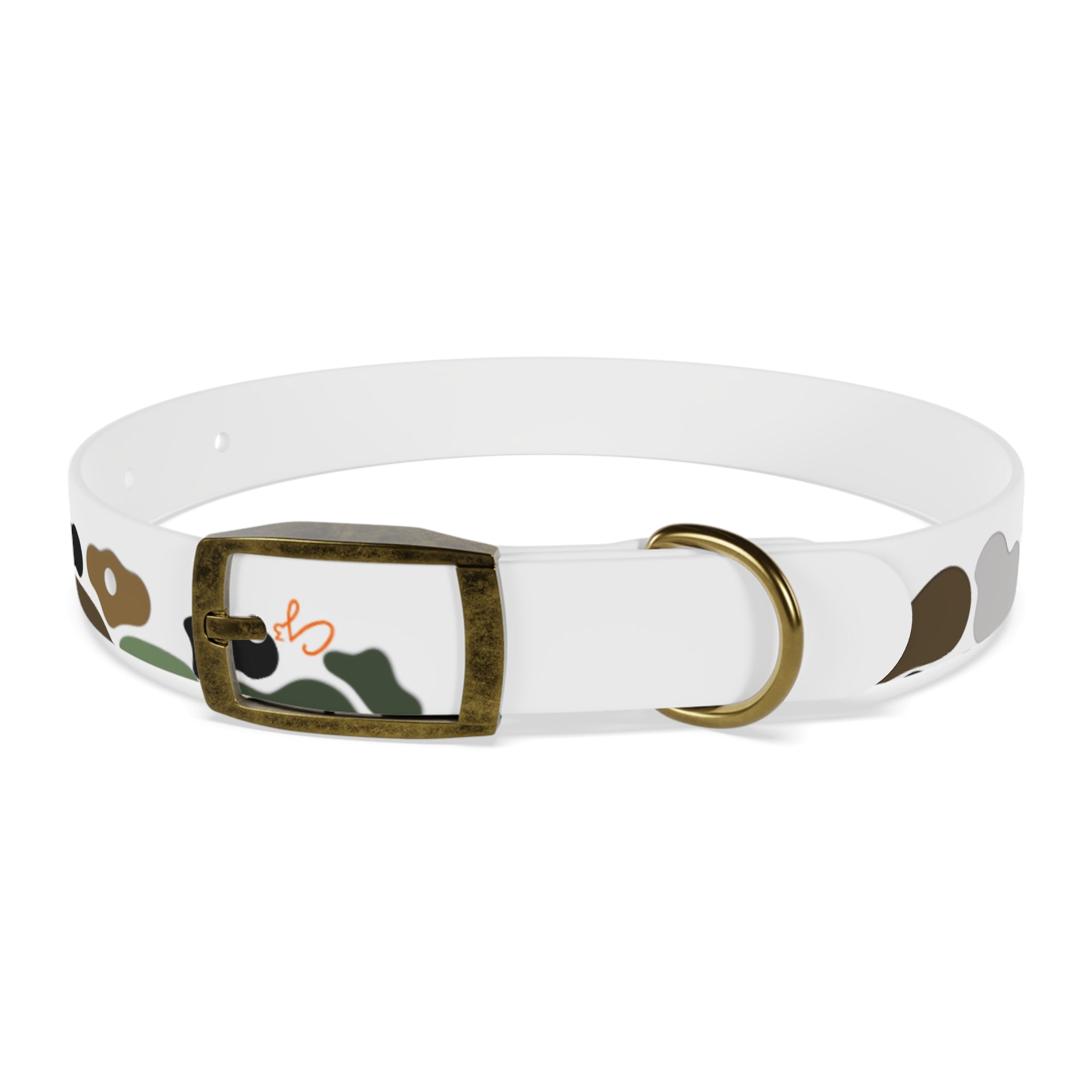 Camo Spots Dog Collar — Durable White Camouflage Pattern for Everyday Wear