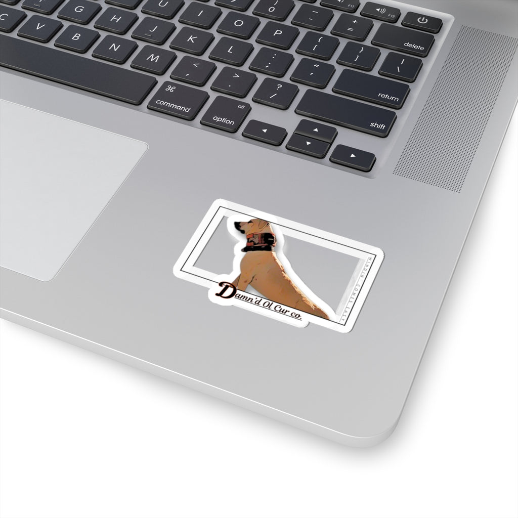 Cur Dog Sticker — Kiss-Cut Laptop Decal with 'Damn'd Ol Cur Co.'