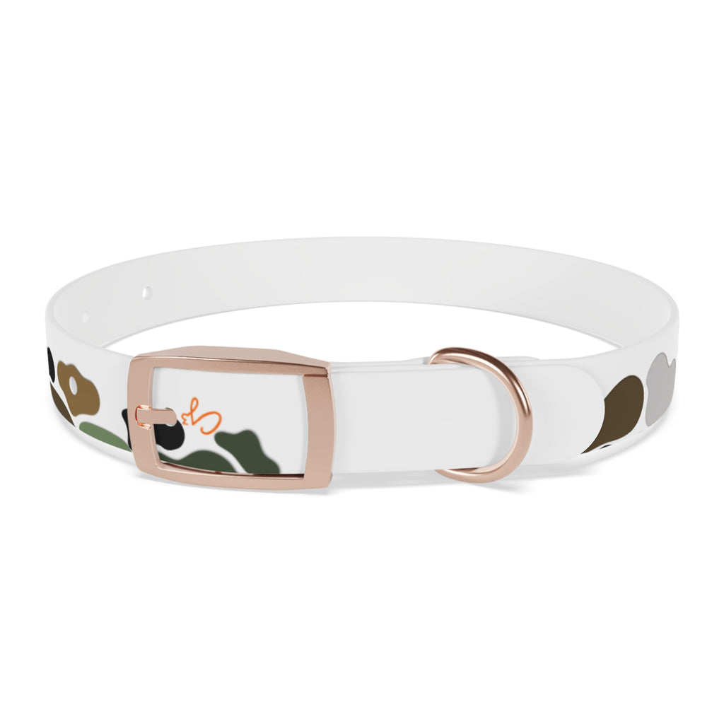 Camo Spots Dog Collar — Durable White Camouflage Pattern for Everyday Wear
