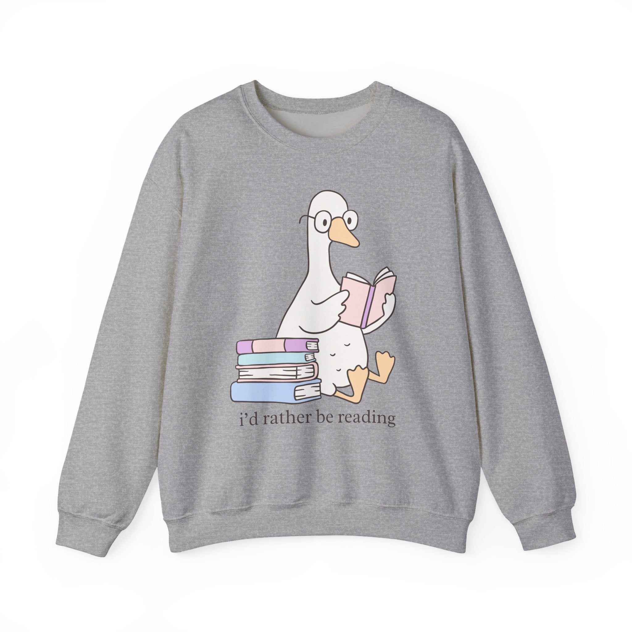 Reading Goose Crewneck Sweatshirt — "I'd Rather Be Reading" Cozy Book Lover Sweatshirt