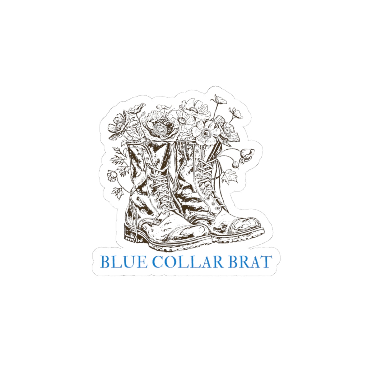 Blue Collar Brat Boot Sticker — Floral Work Boot Kiss-Cut Sticker