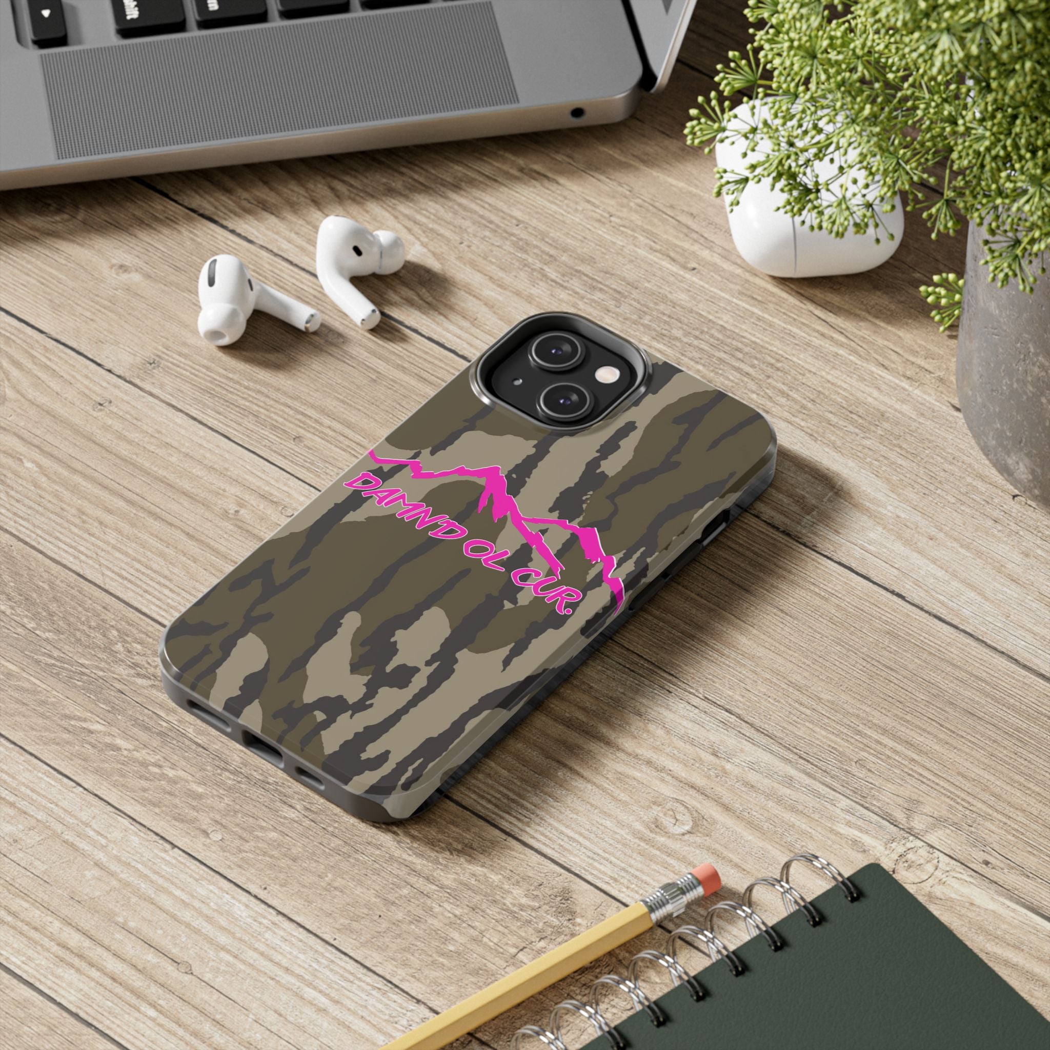 Camo 'Damnd Ol Cur' Tough Phone Case — Pink Mountain Protective Cover