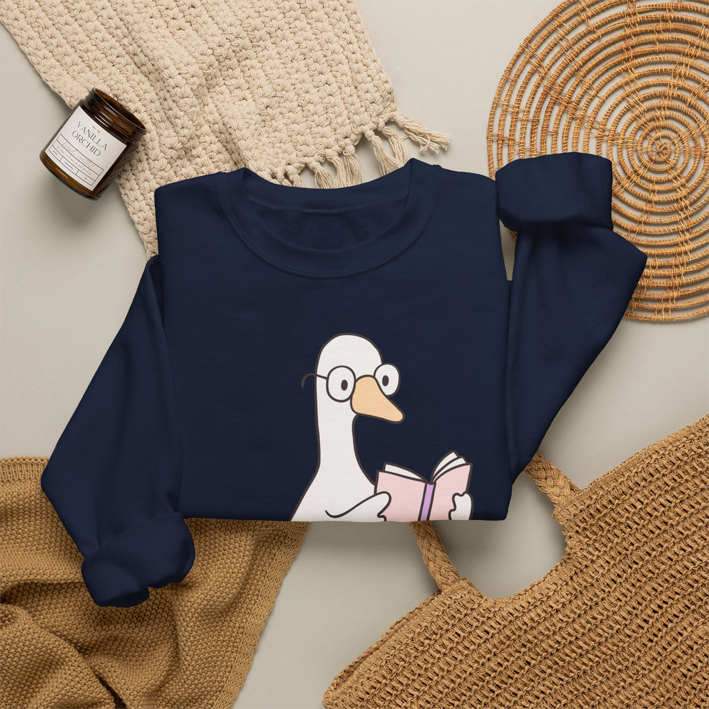 Reading Goose Sweatshirt — "I'd Rather Be Reading" Cozy Book Lover Crewneck