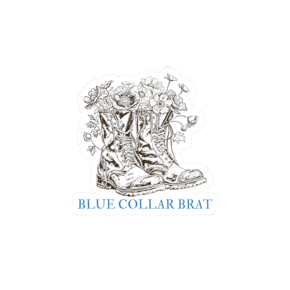 Blue Collar Brat Boot Sticker — Floral Work Boot Kiss-Cut Sticker