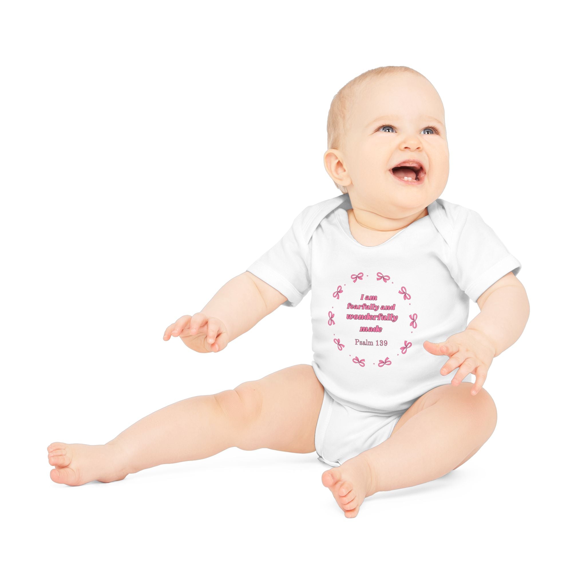 Baby Bodysuit - "I am fearfully and wonderfully made" Psalm 139 Christian Infant Onesie