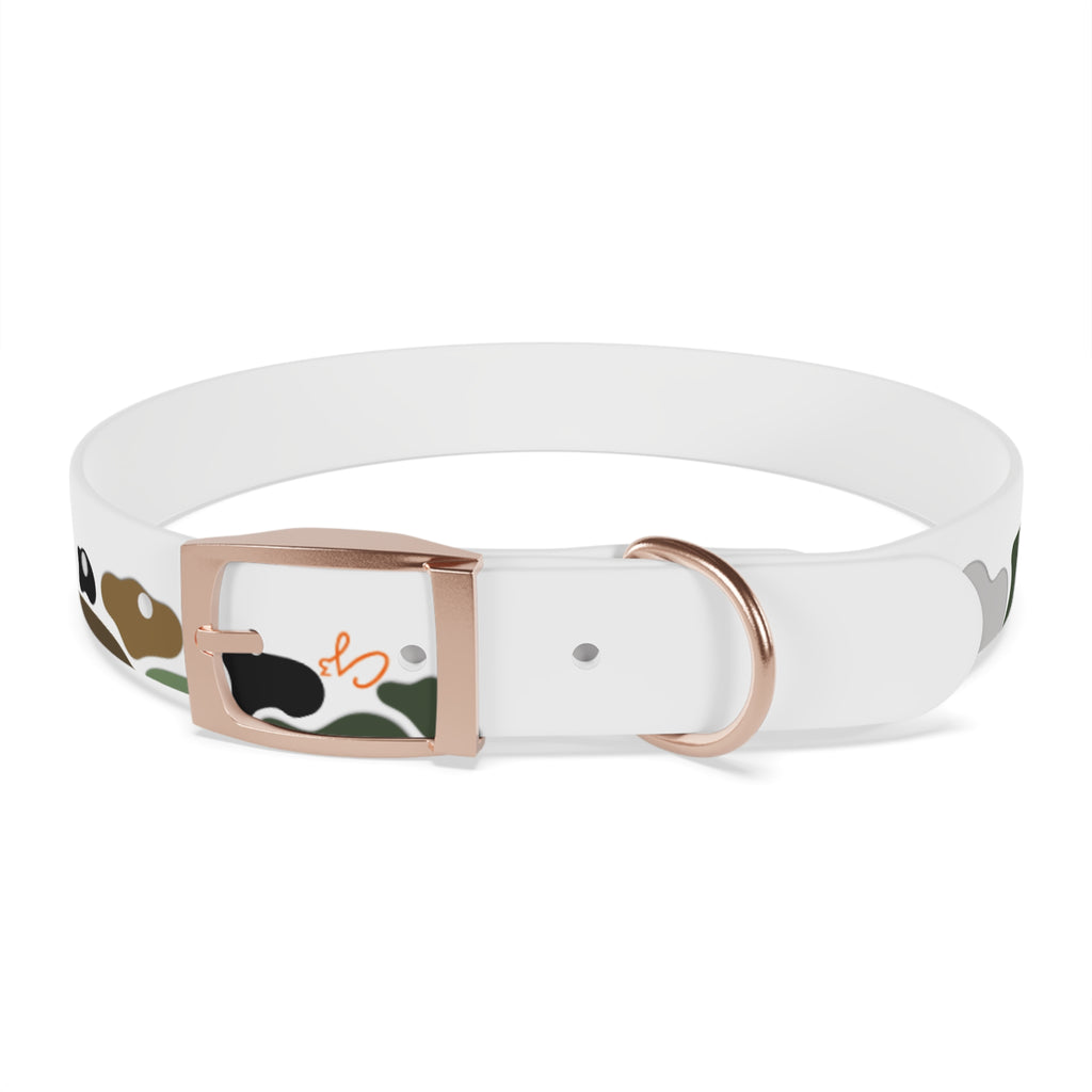 Camo Spots Dog Collar — Durable White Camouflage Pattern for Everyday Wear