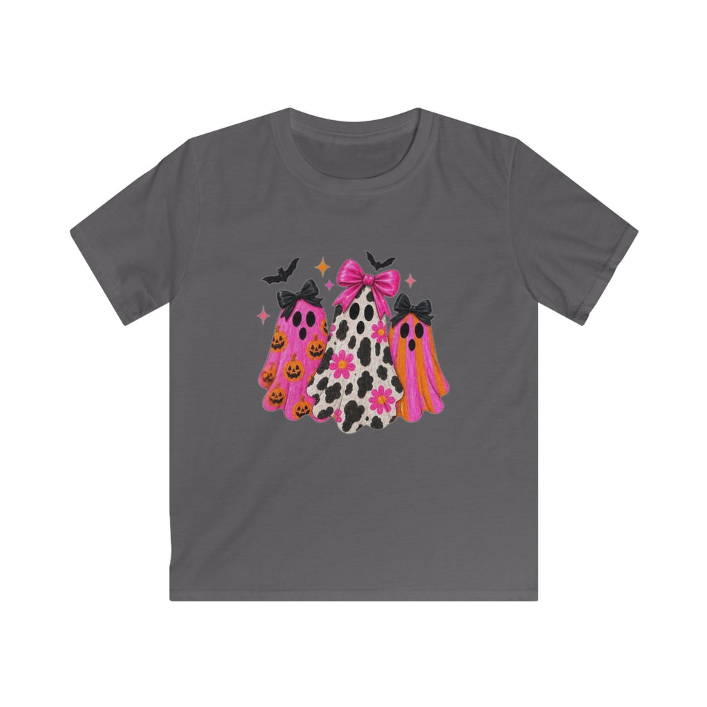Kids Halloween Ghost Tee — Pink Bow Trio Trick-or-Treat Shirt