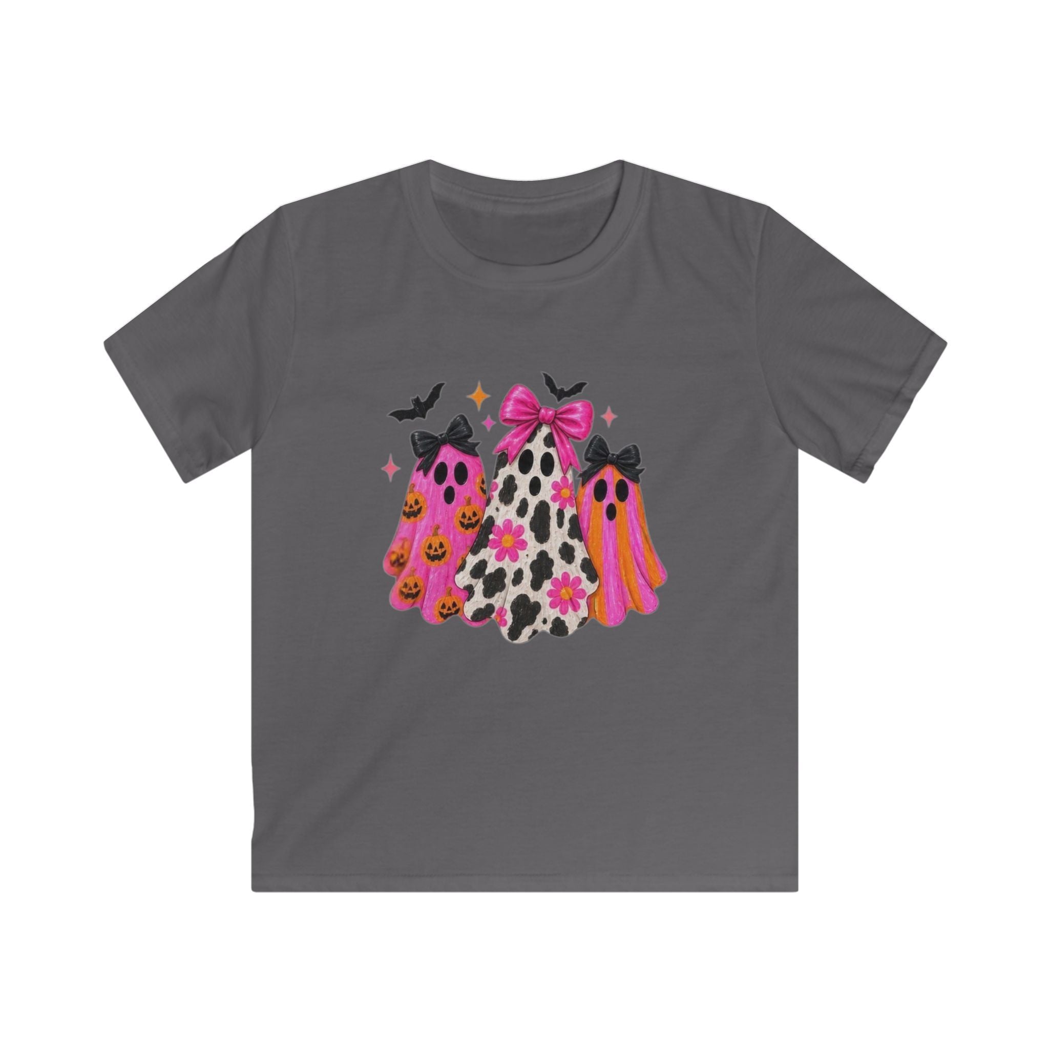 Kids Halloween Ghost Tee — Pink Bow Trio Trick-or-Treat Shirt