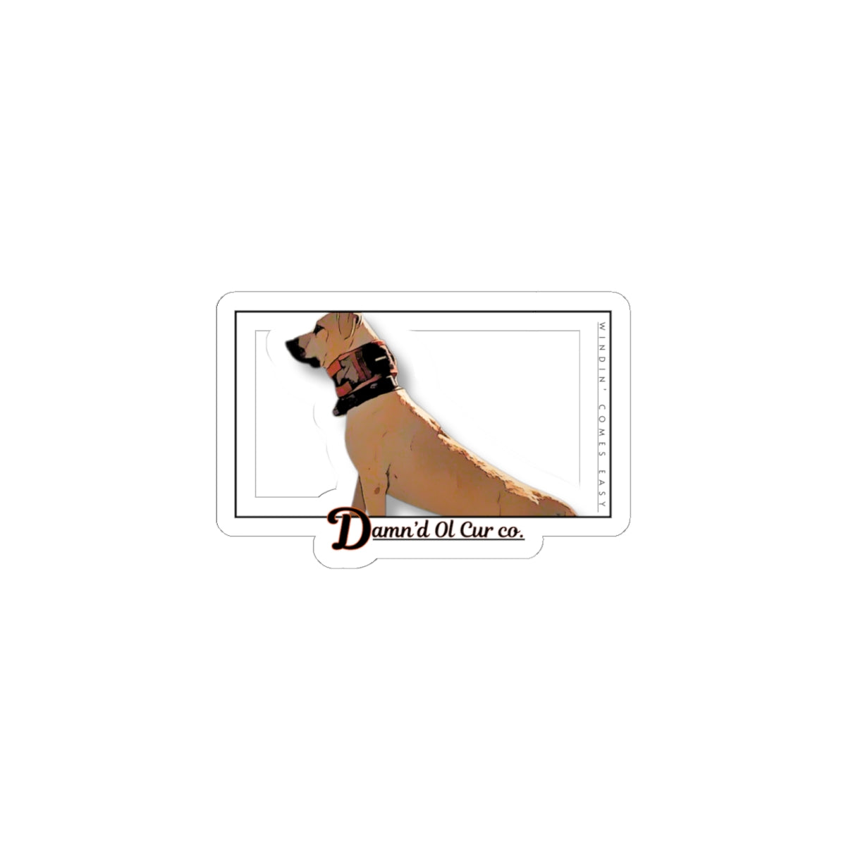 Cur Dog Sticker — Kiss-Cut Laptop Decal with 'Damn'd Ol Cur Co.'
