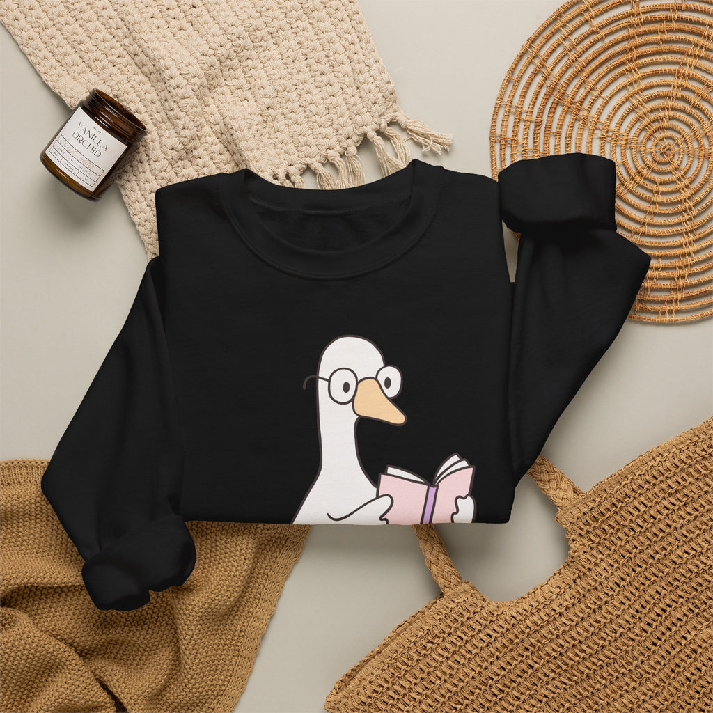 Reading Goose Sweatshirt — "I'd Rather Be Reading" Cozy Book Lover Crewneck