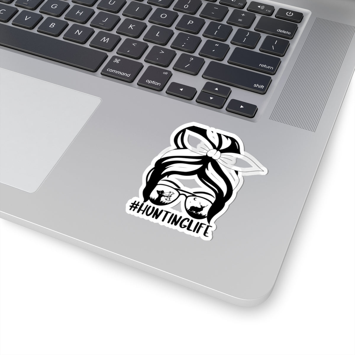 Hunting Life Kiss-Cut Sticker — Mom Bun Sunglasses Deer & Turkey Decal