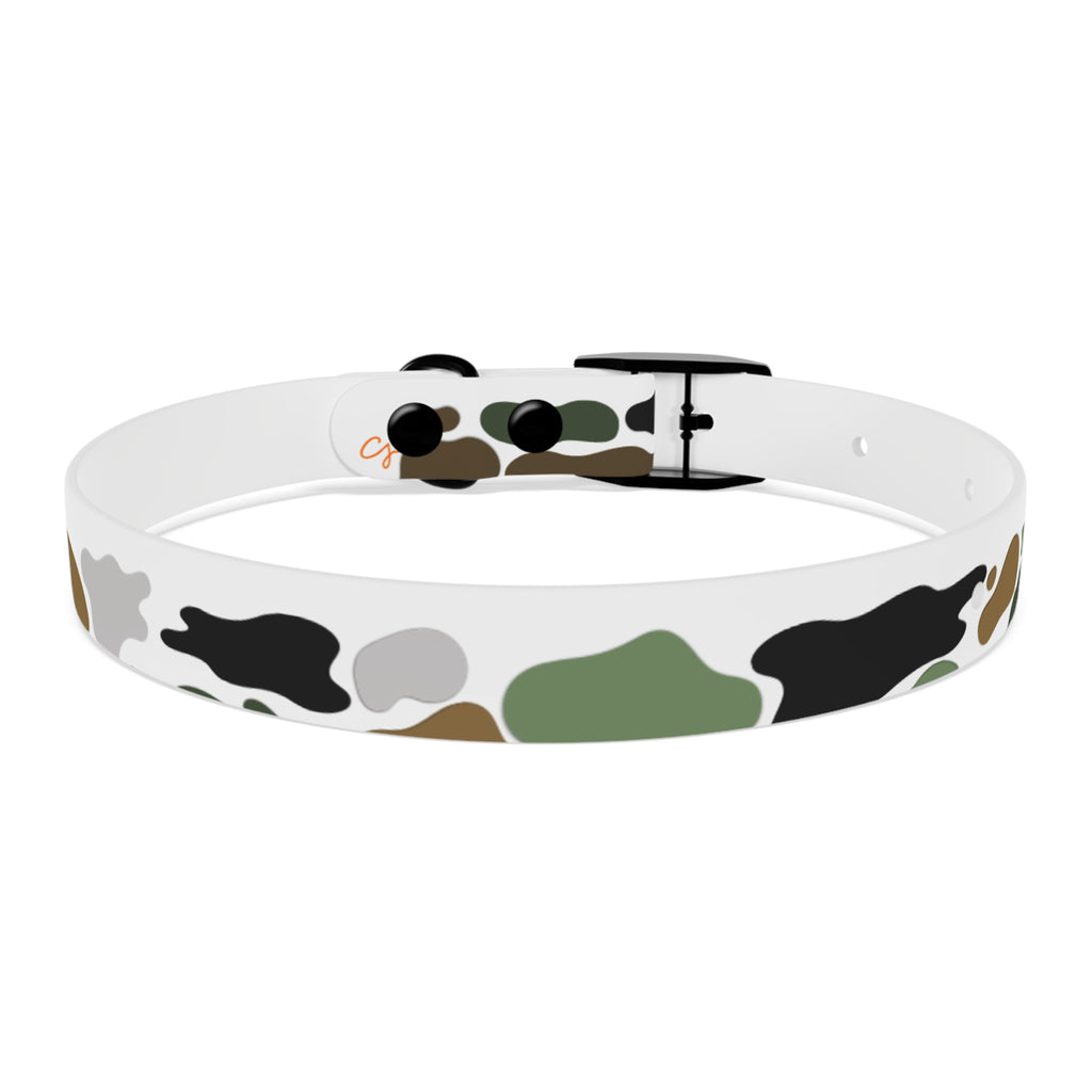 Camo Spots Dog Collar — Durable White Camouflage Pattern for Everyday Wear