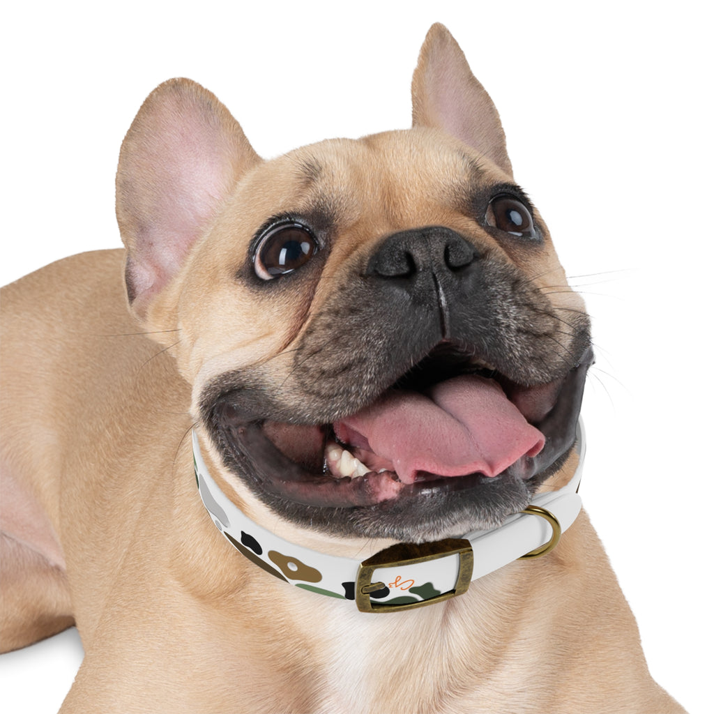 Camo Spots Dog Collar — Durable White Camouflage Pattern for Everyday Wear