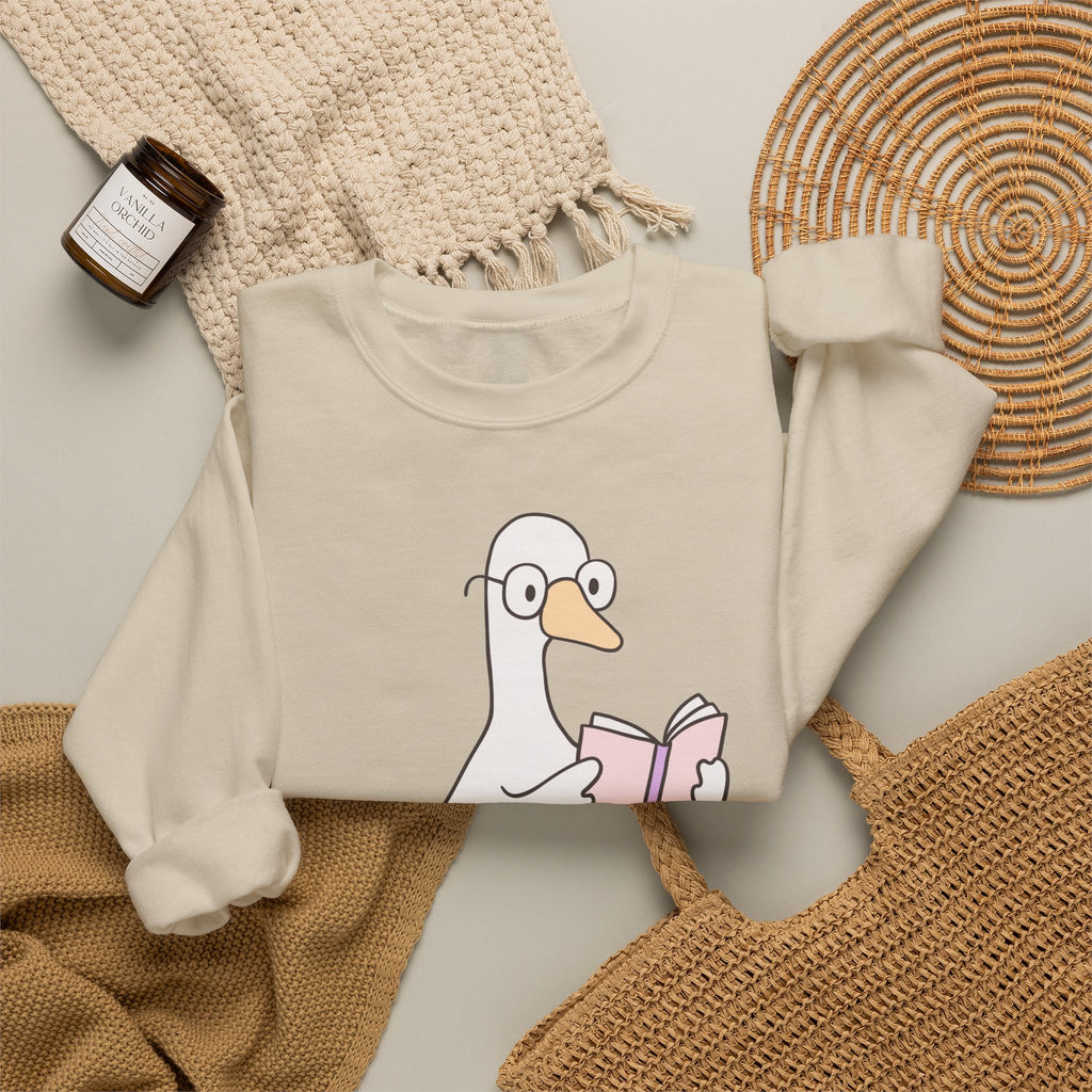 Reading Goose Sweatshirt — "I'd Rather Be Reading" Cozy Book Lover Crewneck