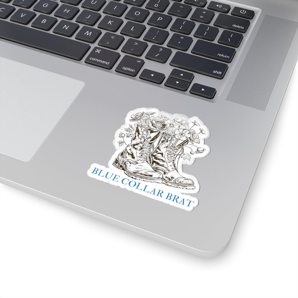 Blue Collar Brat Boot Sticker — Floral Work Boot Kiss-Cut Sticker