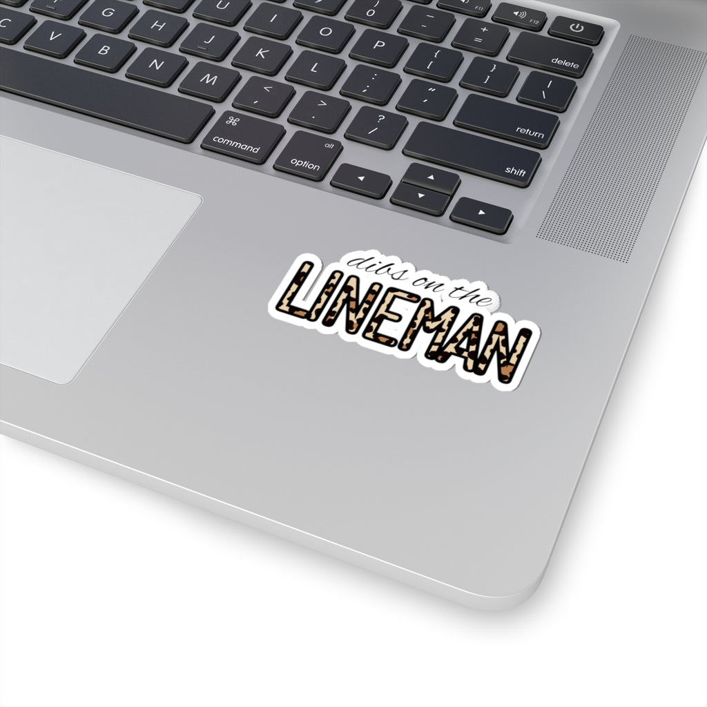 "Dibs on the Lineman" Leopard Print Kiss-Cut Sticker